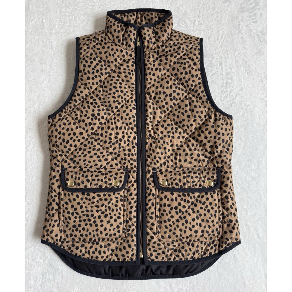 J. Crew Leopard Print Puffer Vest Quilted Women’s Size X Small